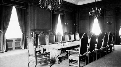 The CC Lab conference table in its original home in the Corporation Room in Woodbridge Hall, circa 1901.