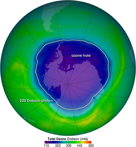 The ozone hole in 2004. Credit: NASA